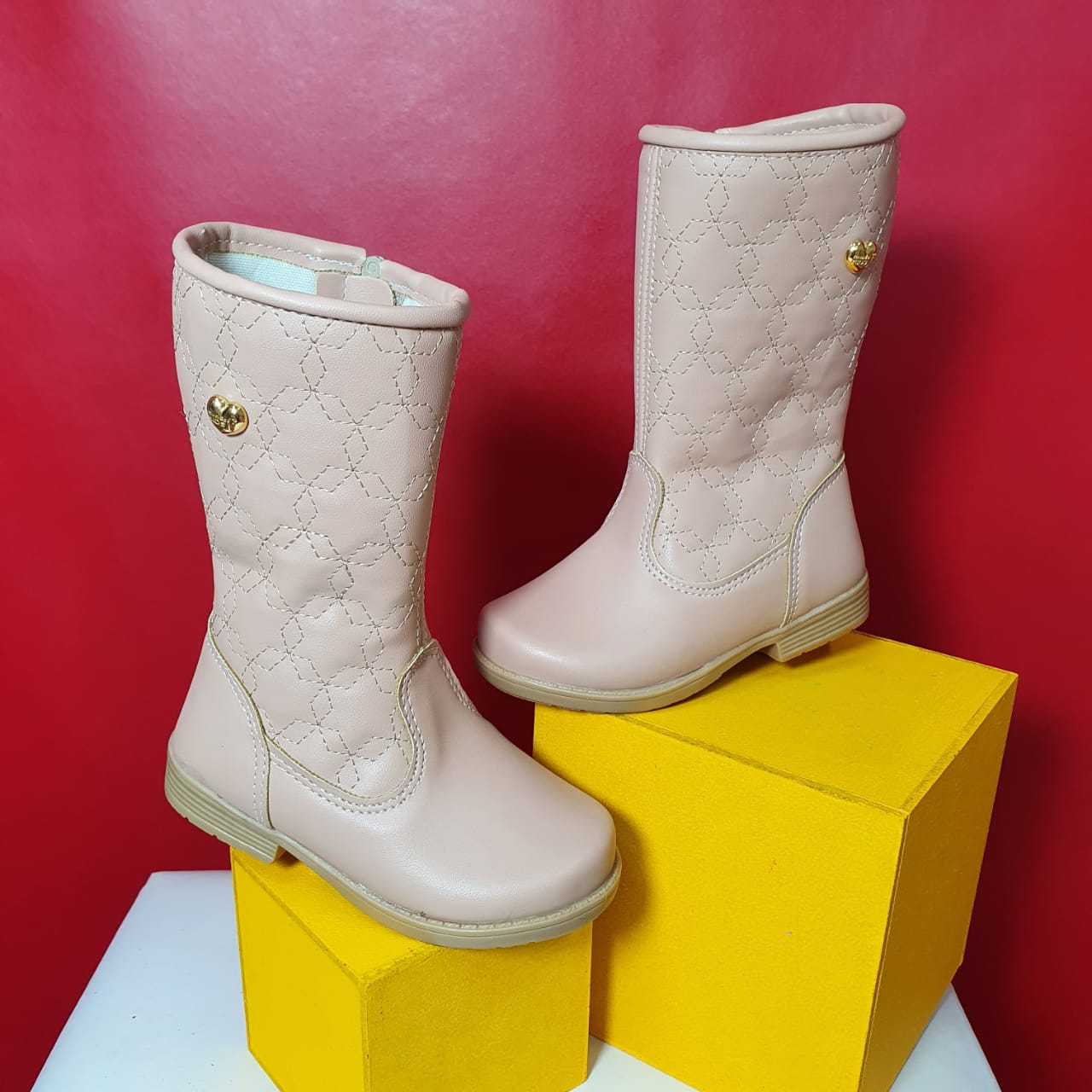 Bota Cano Alto Nude Infantil Feminino - Mundo F Kids
