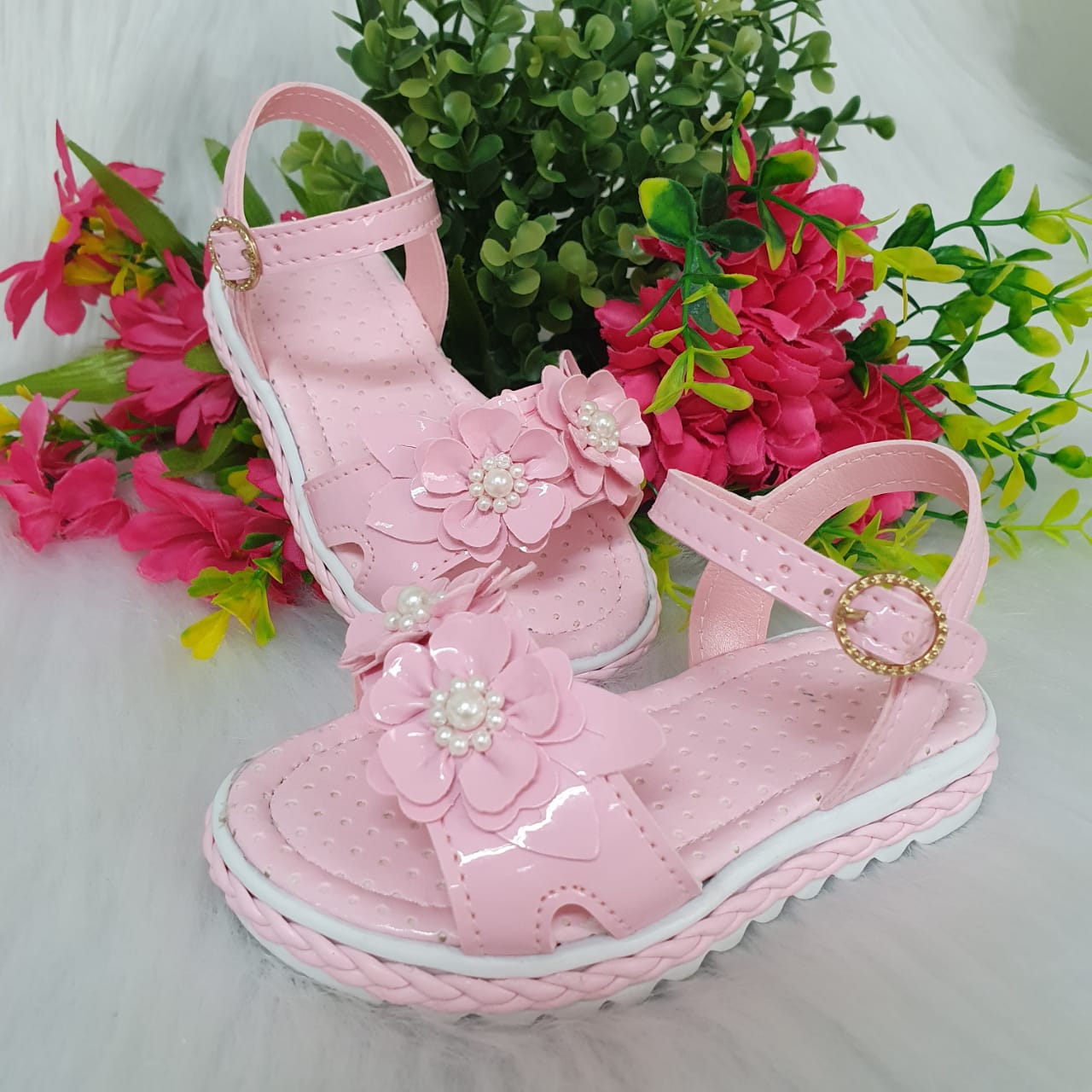 Sandalia Rosa Duas Flores Baby Mundo F Kids