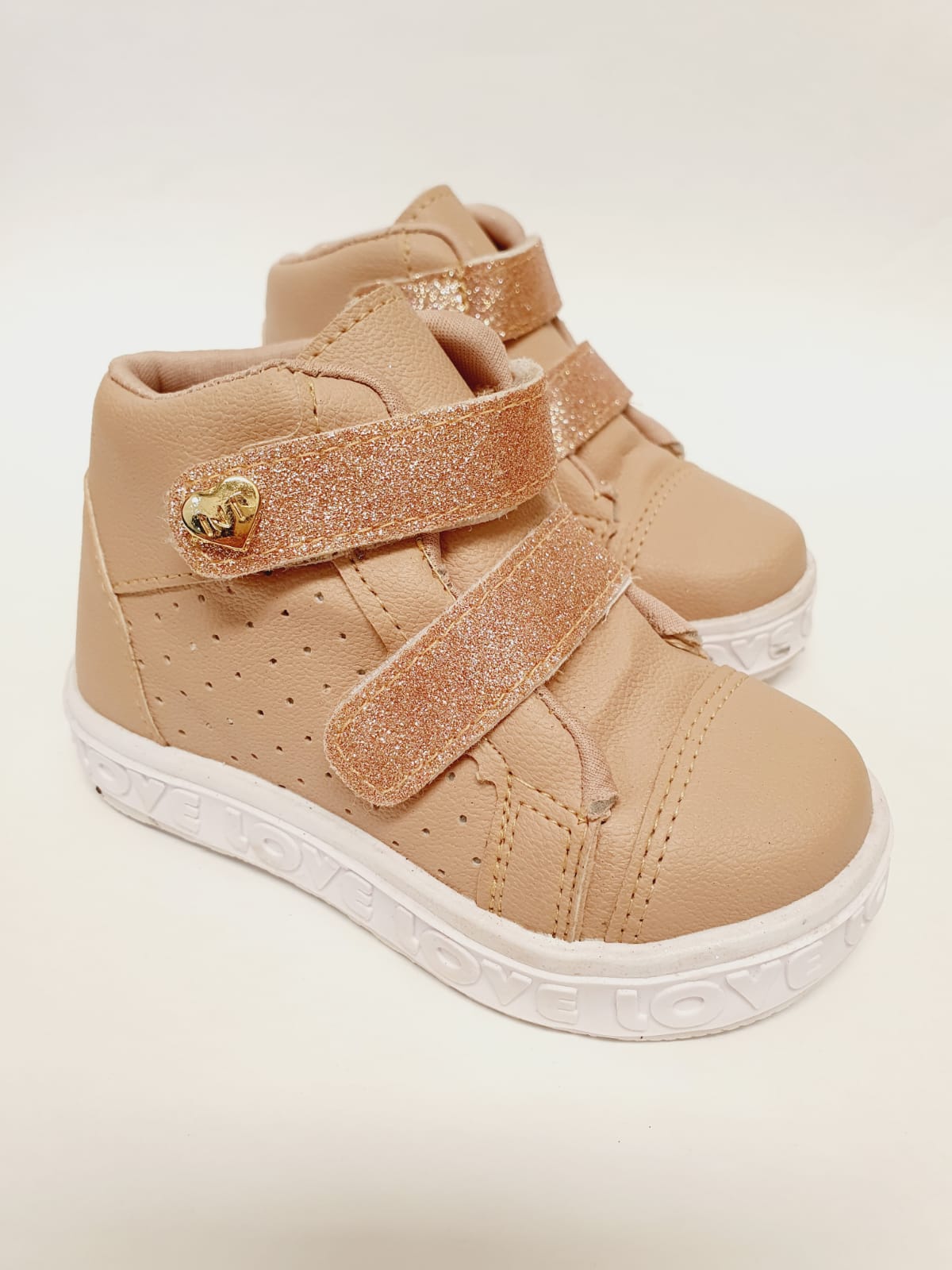 Tênis Cano Alto Nude Glitter Feminino Infantil - Mundo F Kids